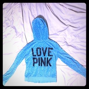 VS Pink Blue Leopard Print Hoodie